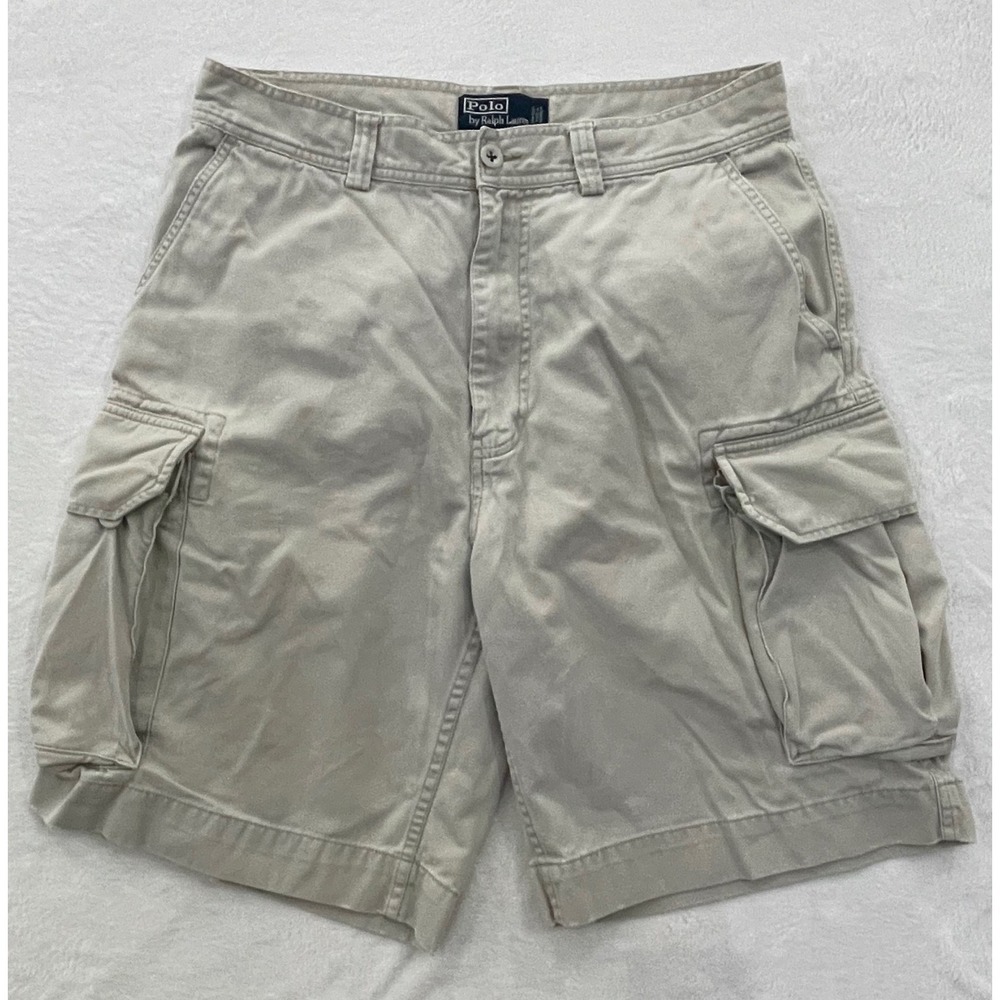 Vtg. Polo Ralph Lauren Beige Cargo Field Shorts Classic Polo Chino Men's 32.5"